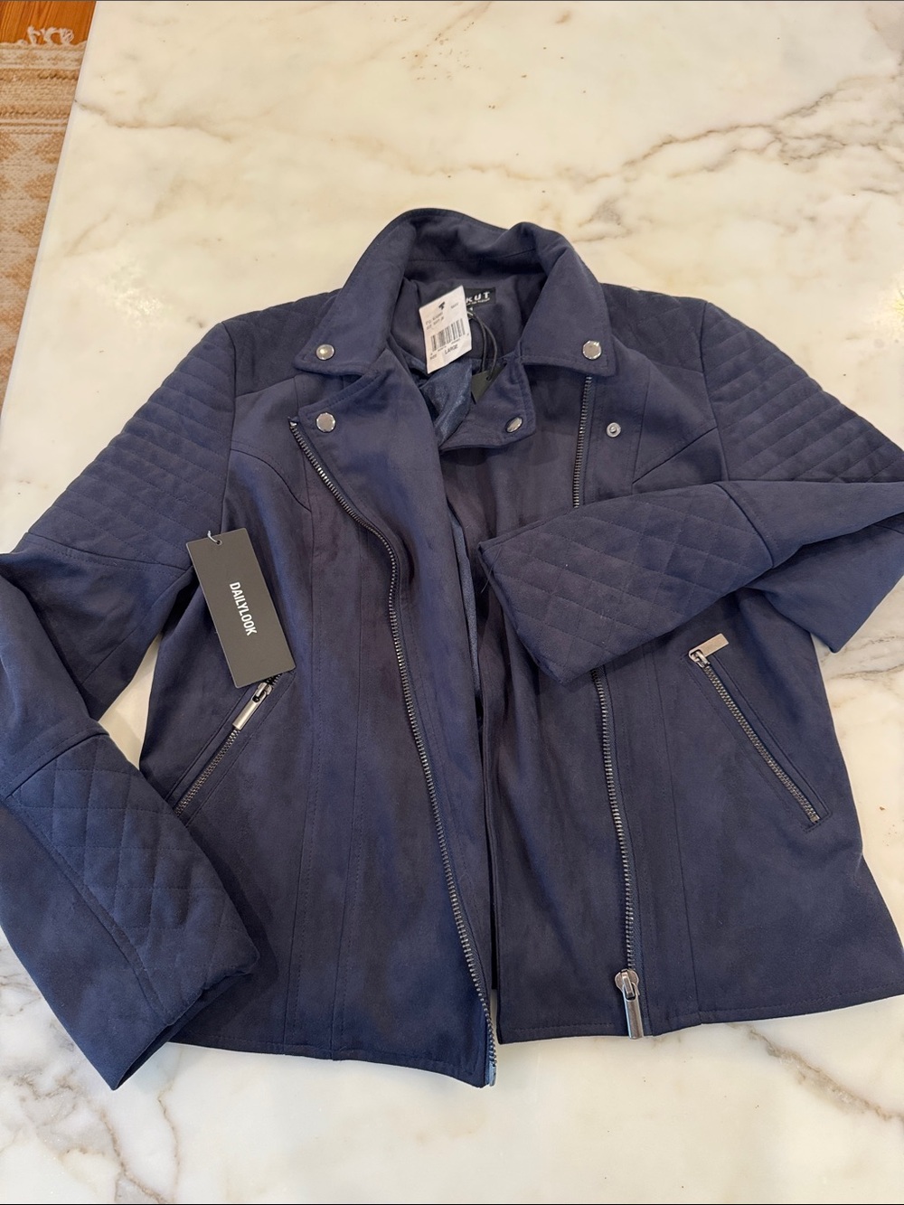 Kut from the Kloth Navy Quilted Moto Jacket